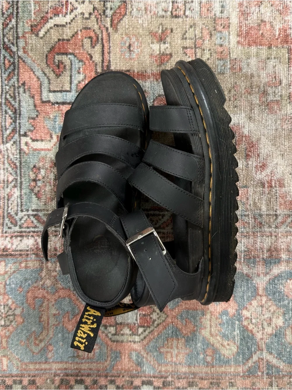 Dr. Martens Women’s Black Triple-Strap Buckle Sandals